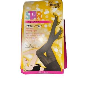 Spanx Women Shaping Tights Size C Black Ribbed Patterned Center-Stage Chic‎